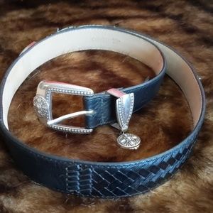 Brighton Leather Silver Buckle w/Trevol Charm